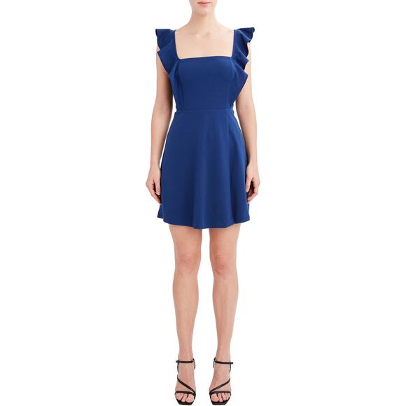 NWT BCBG Paris Ruffle Strap Mini Dress Sz Small Blue - Picture 5 of 8